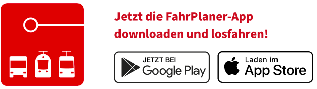 Downloadmöglichkeiten für die FahrPlaner-App im Google Play oder Apple Store